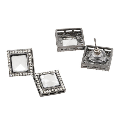 Teejh Devika Silver Oxidised Uncut Polki Set
