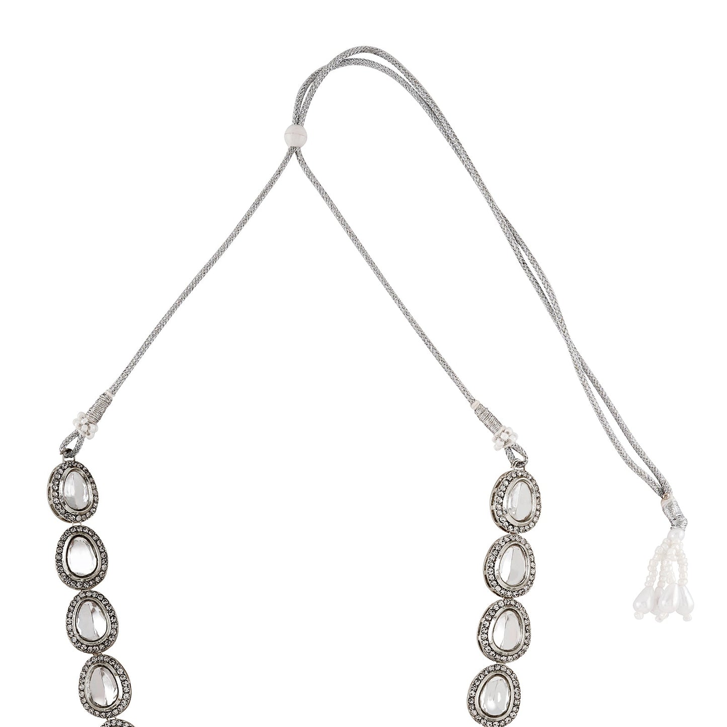 Teejh Kanak Silver Oxidised Uncut Polki Set