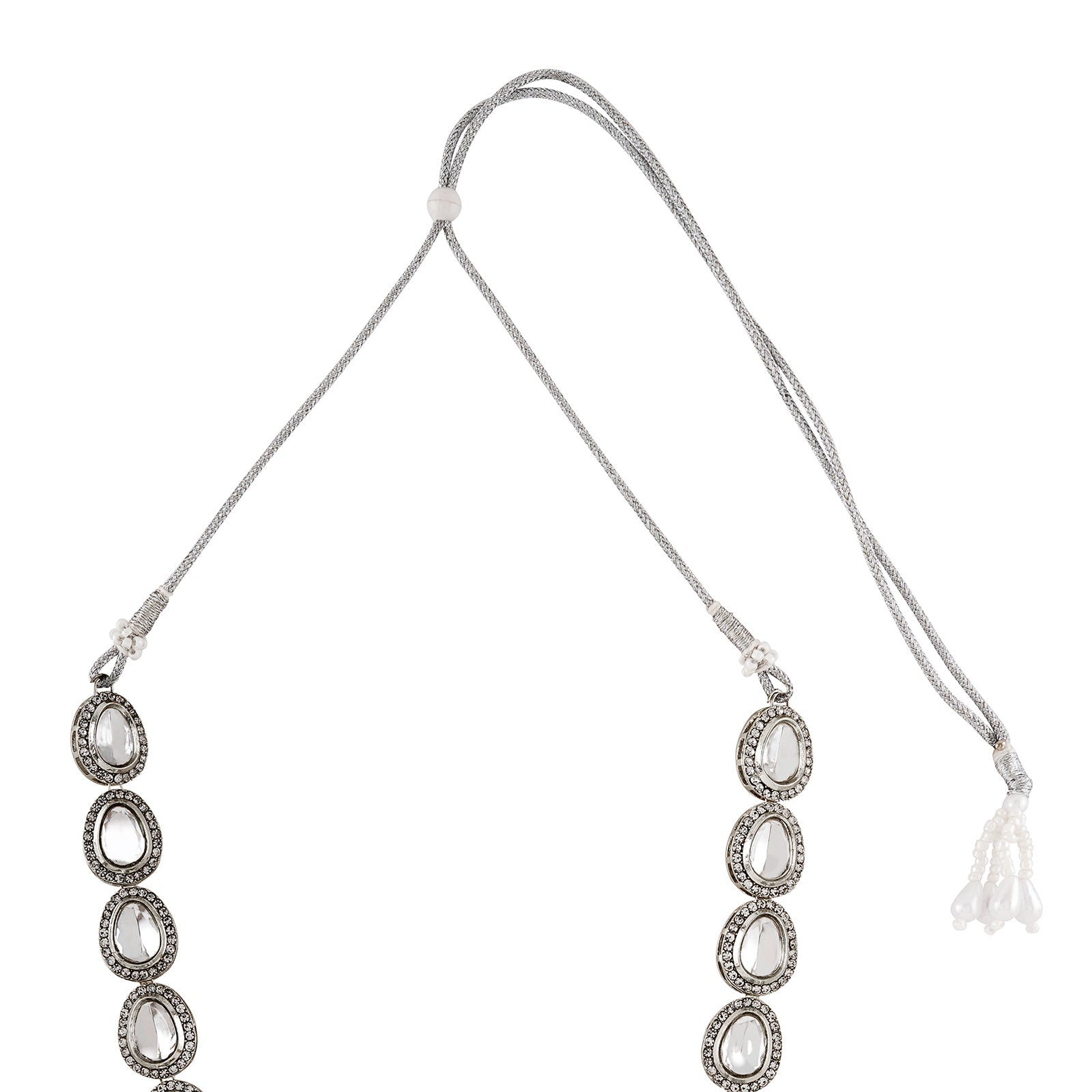 Teejh Kanak Silver Oxidised Uncut Polki Set