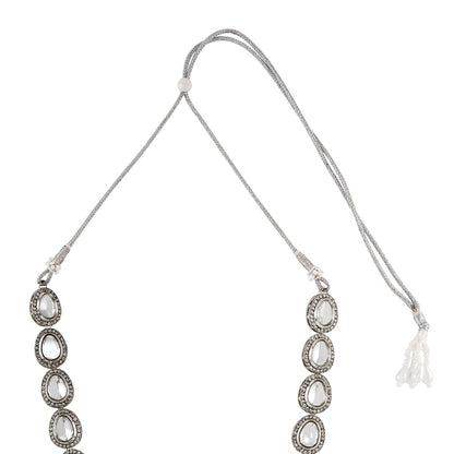 Teejh Kanak Silver Oxidised Uncut Polki Set