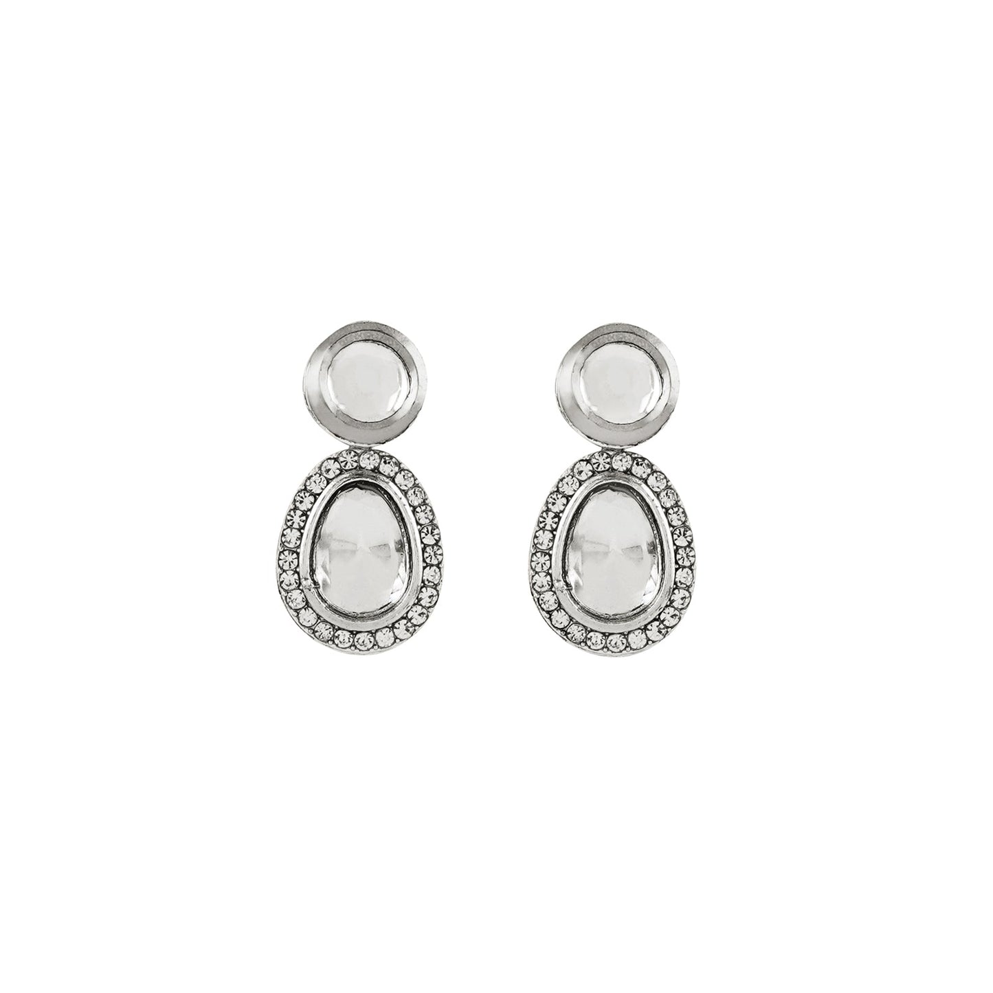 Teejh Kanak Silver Oxidised Uncut Polki Set