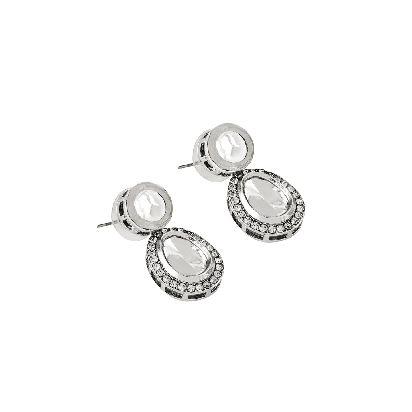 Teejh Kanak Silver Oxidised Uncut Polki Set
