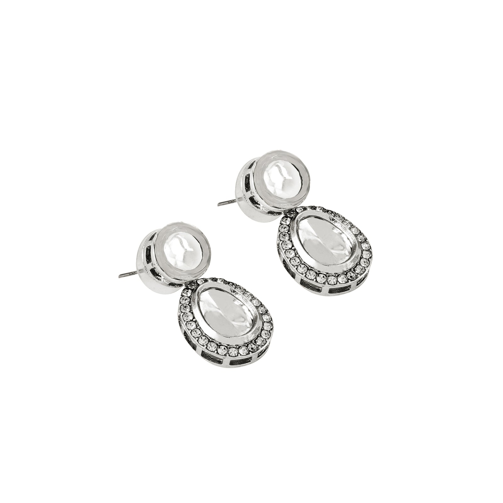 Teejh Kanak Silver Oxidised Uncut Polki Set