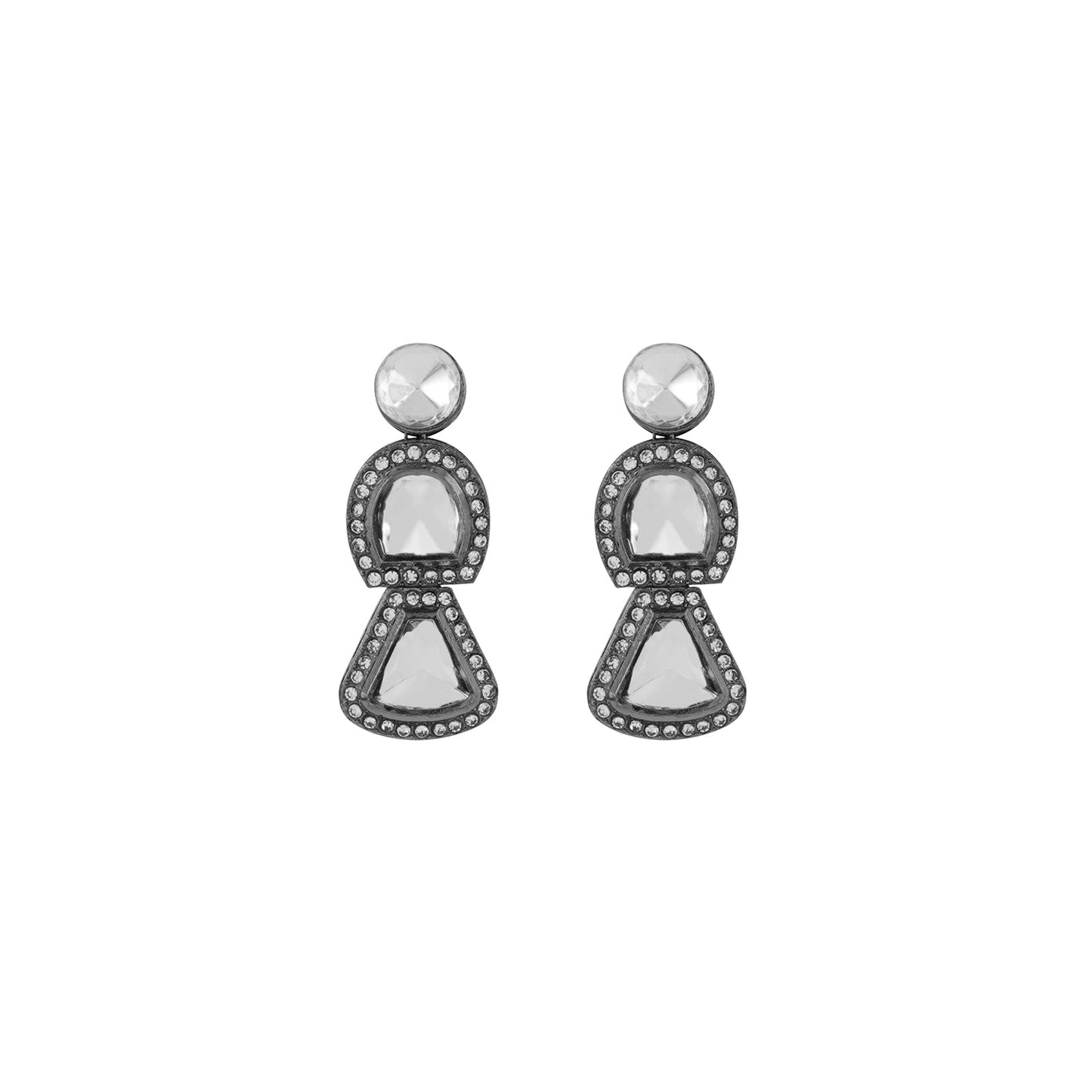 Teejh Zahra Gold and Silver Oxidised Polki Set
