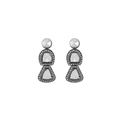 Teejh Zahra Gold and Silver Oxidised Polki Set