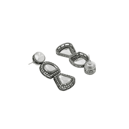 Teejh Zahra Gold and Silver Oxidised Polki Set