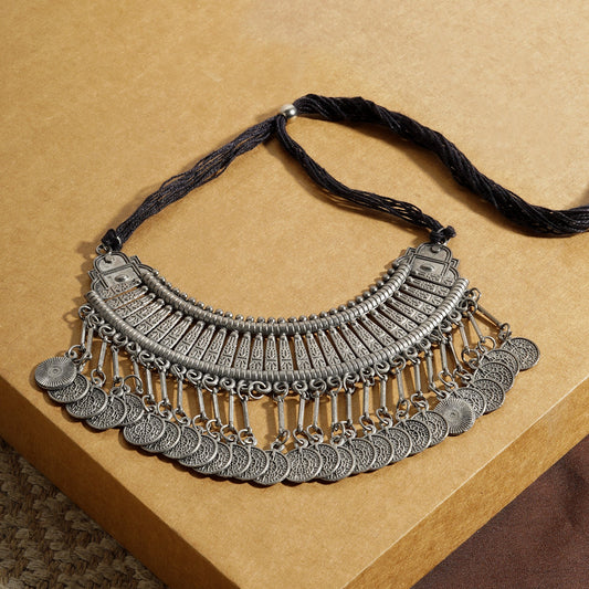 Chamak Silver Oxidised Necklace
