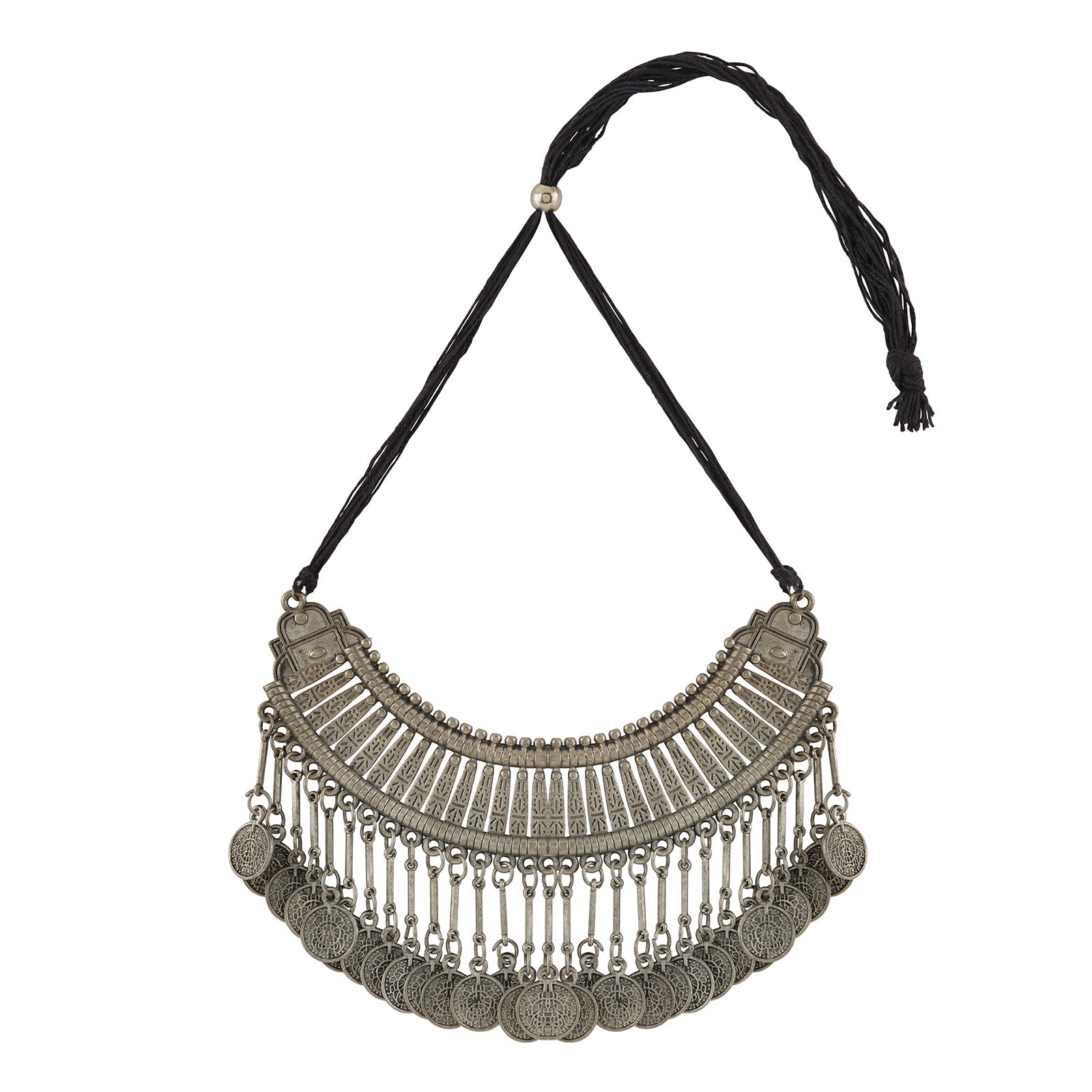 Chamak Silver Oxidised Necklace