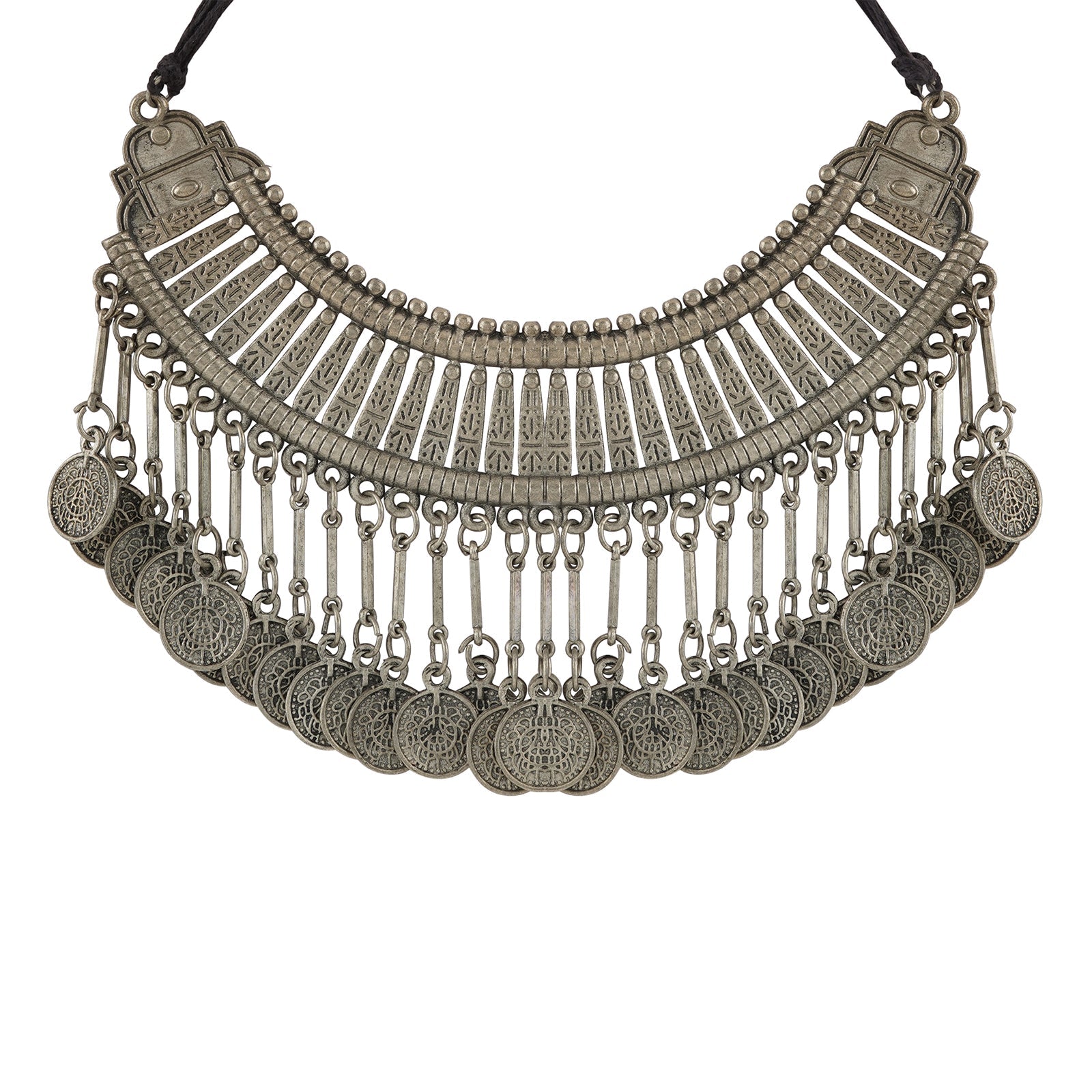 Chamak Silver Oxidised Necklace