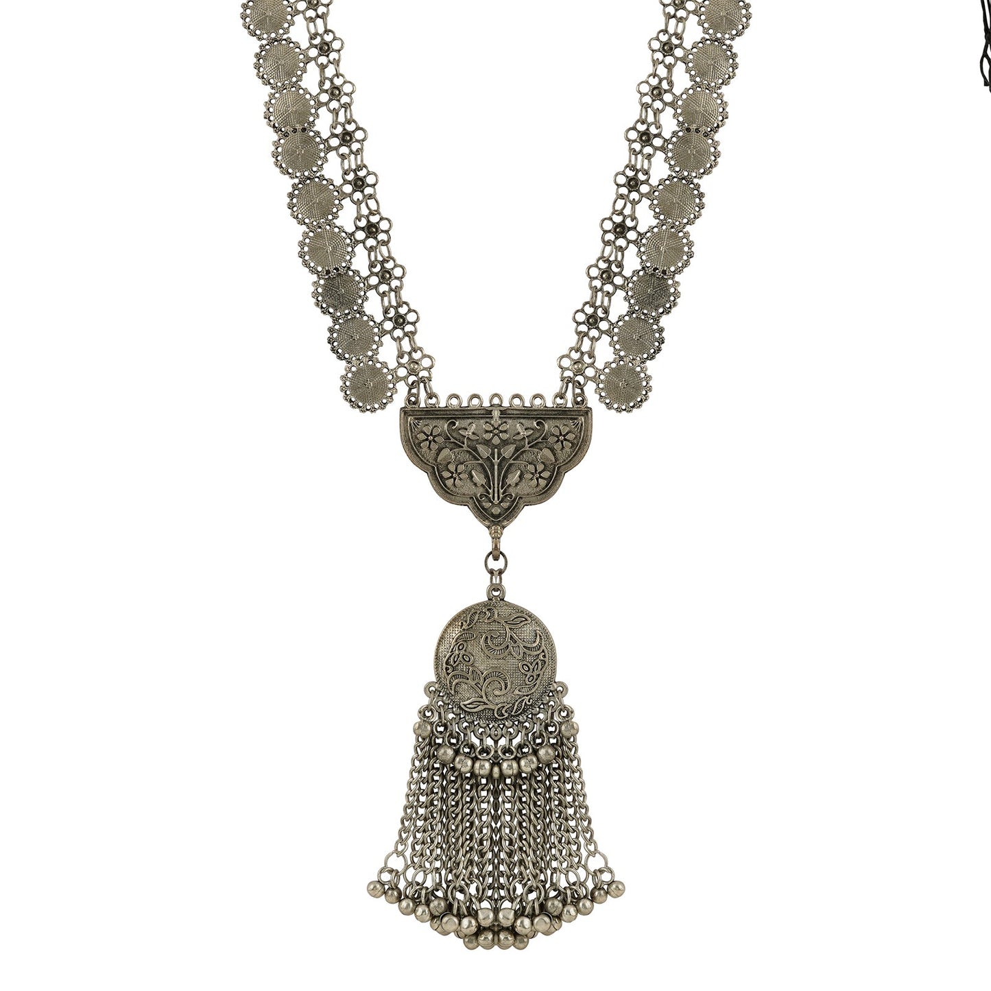 Vrish Silver Oxidised Necklace