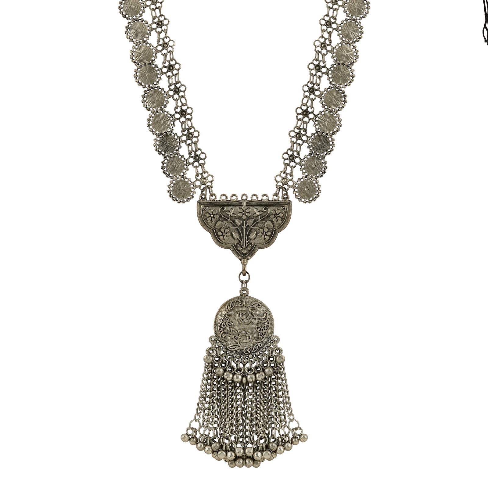 Vrish Silver Oxidised Necklace