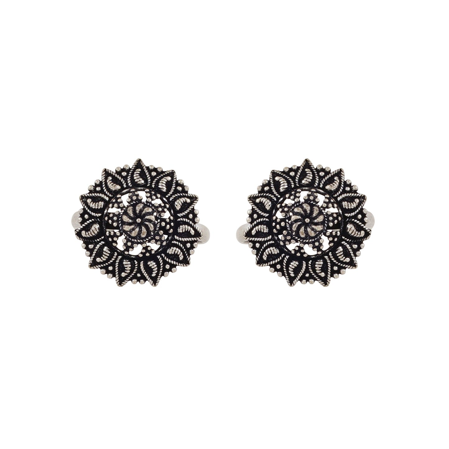Saheli Silver Oxidised Toe Ring