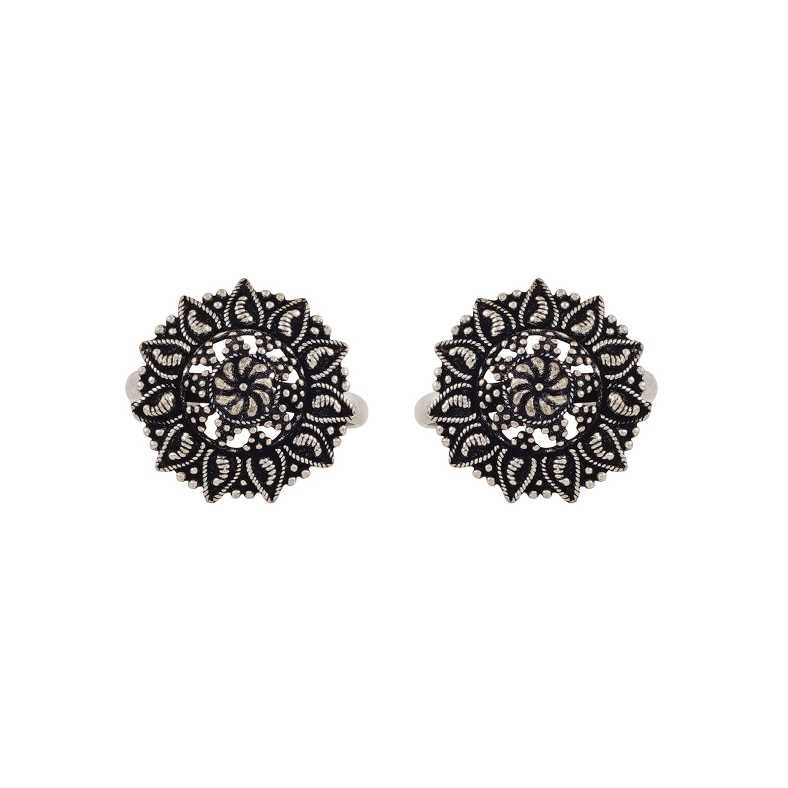 Saheli Silver Oxidised Toe Ring