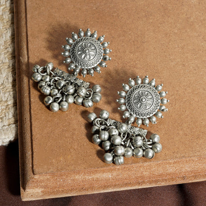 Rumjhum Silver Oxidised Earring