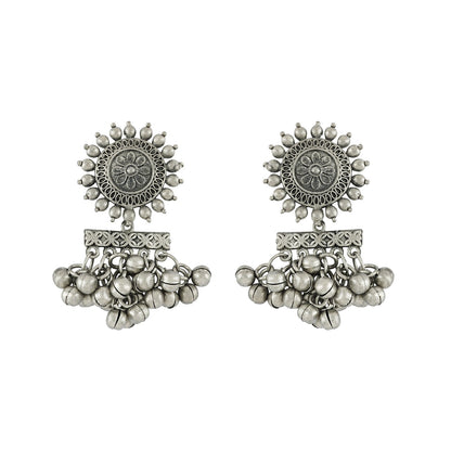 Rumjhum Silver Oxidised Earring