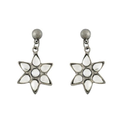 Dravya Silver Oxidised White stone  Necklace Set