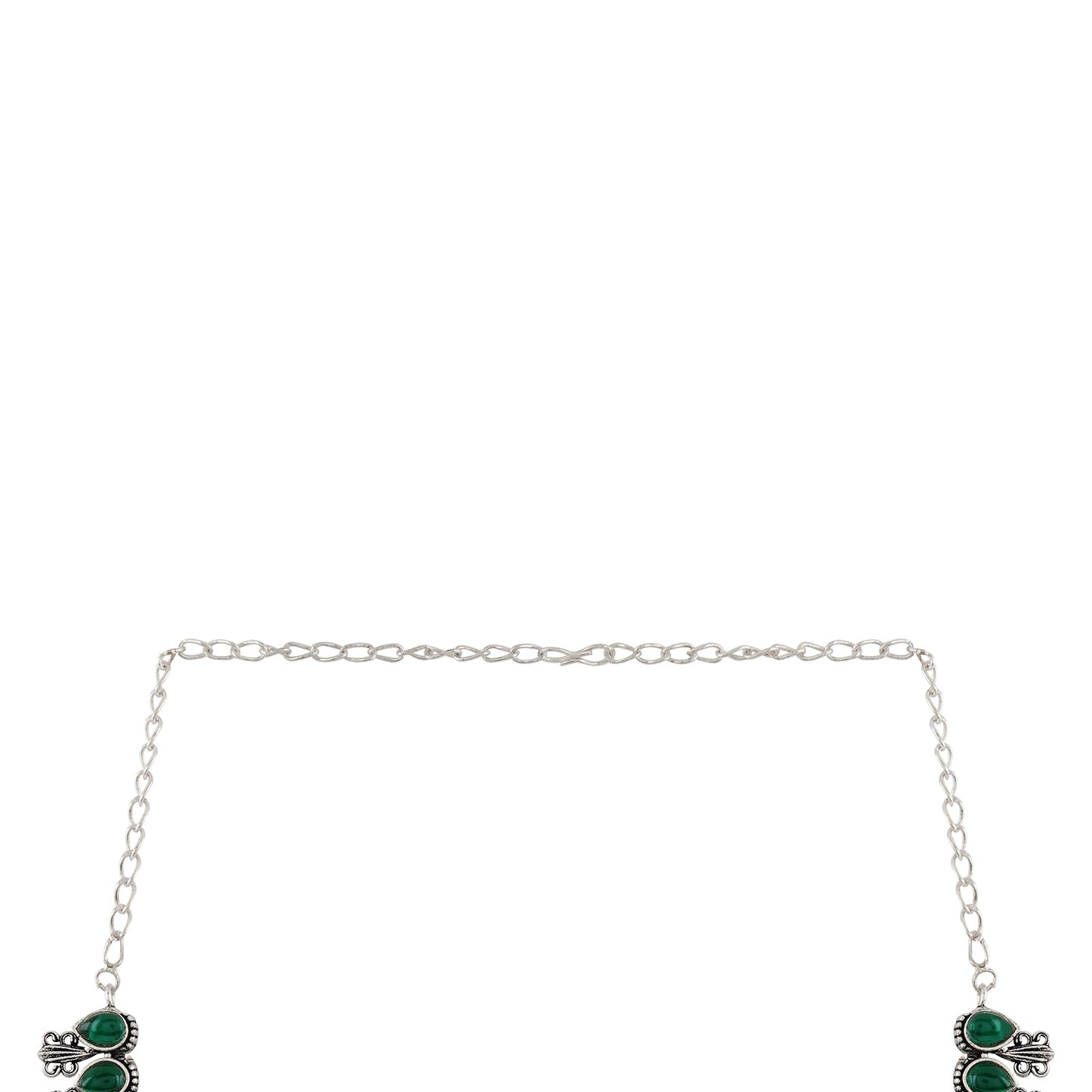 Teejh Silver Green Blossom Necklace Set