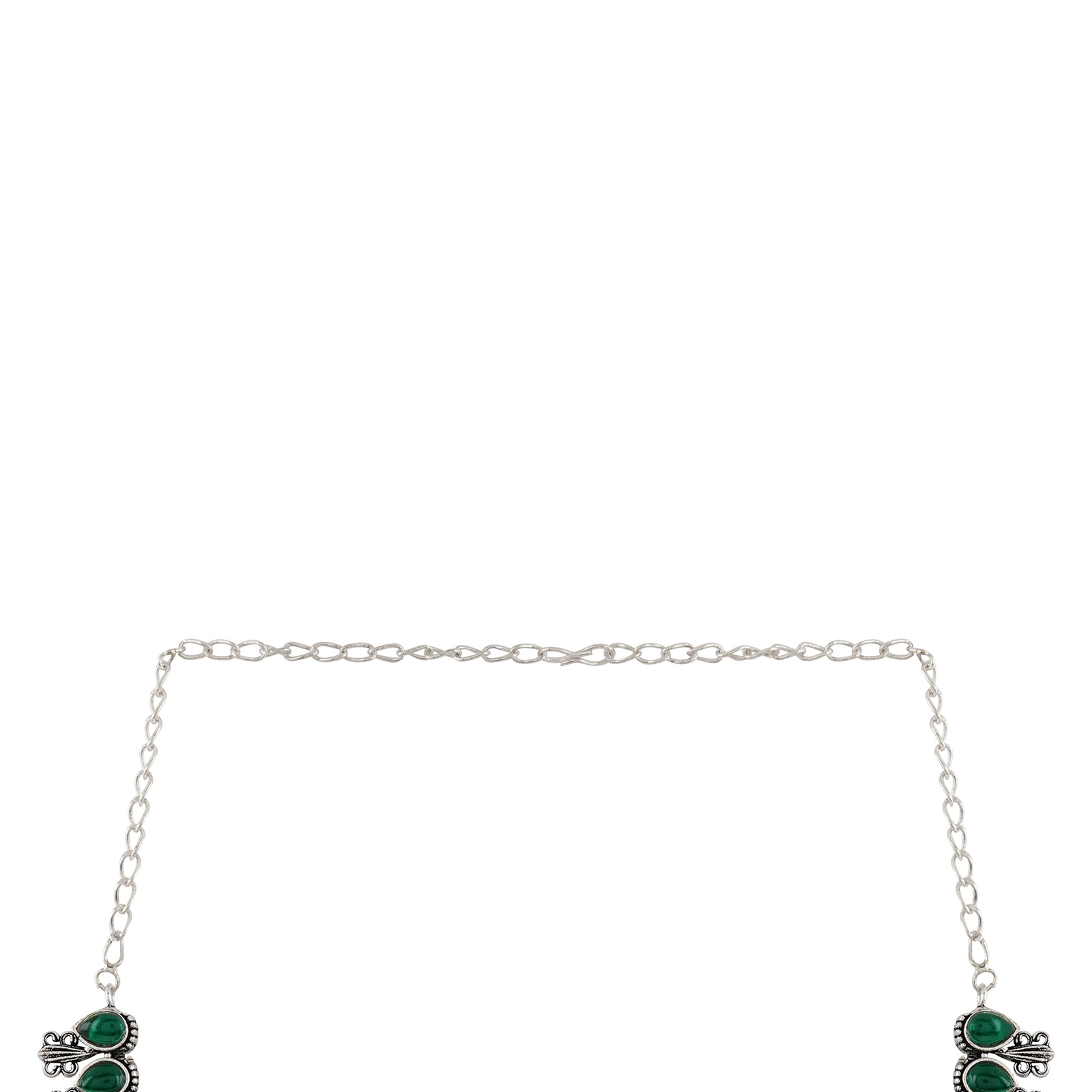 Teejh Silver Green Blossom Necklace Set