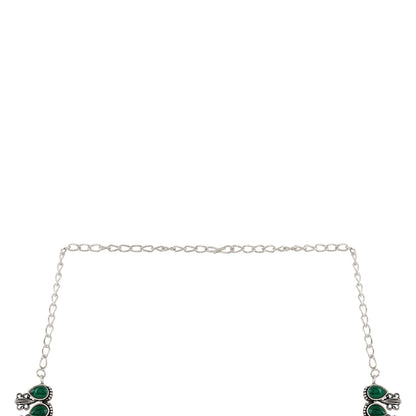 Teejh Silver Green Blossom Necklace Set