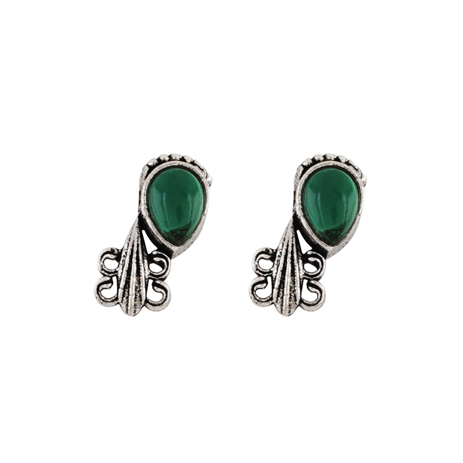 Teejh Silver Green Blossom Necklace Set