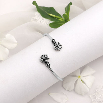Kamal Silver Oxidized Bracelet Cuff - Teejh