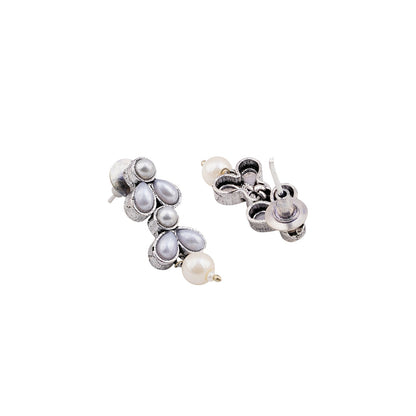 Chaand Silver Oxidised Pearl Necklace Set