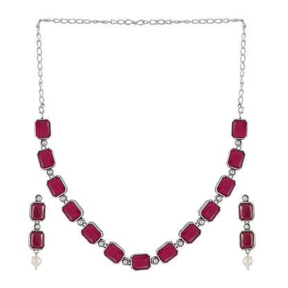 Teejh Silver Noir Red Elegant Set