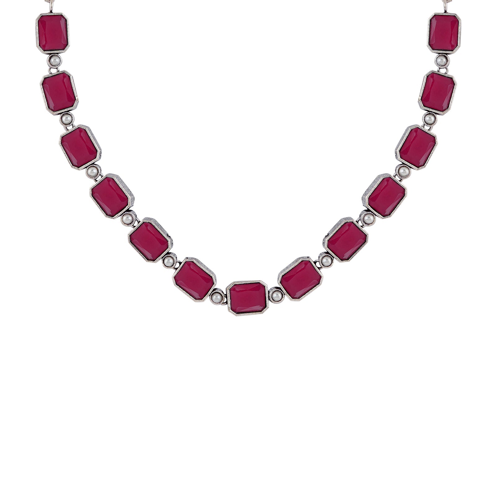 Teejh Silver Noir Red Elegant Set
