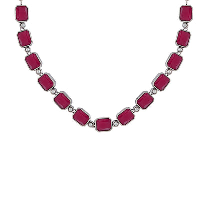 Teejh Silver Noir Red Elegant Set