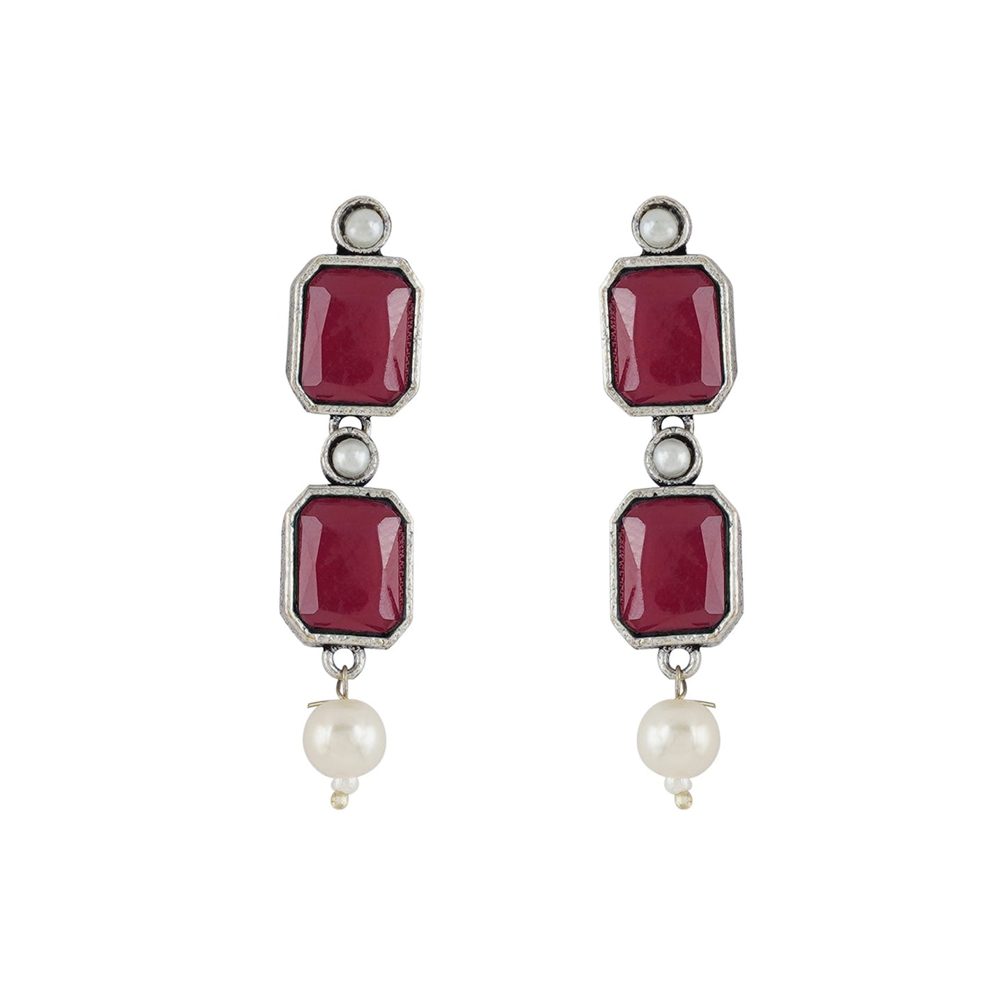 Teejh Silver Noir Red Elegant Set