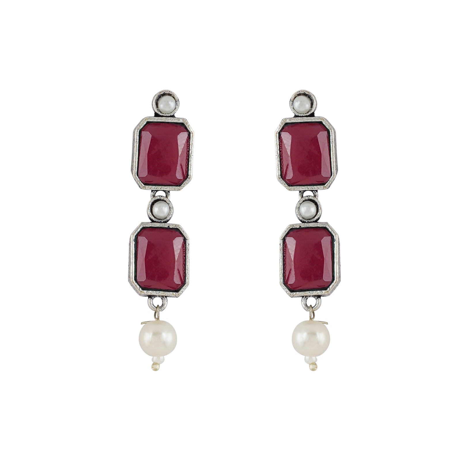 Teejh Silver Noir Red Elegant Set