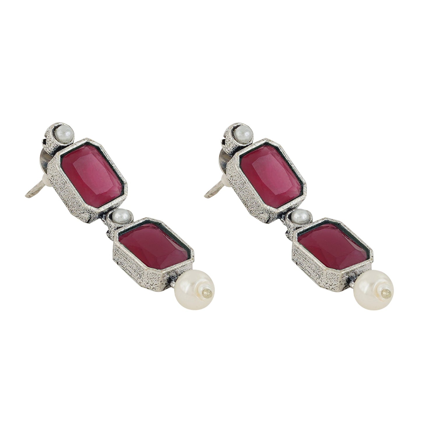 Teejh Silver Noir Red Elegant Set