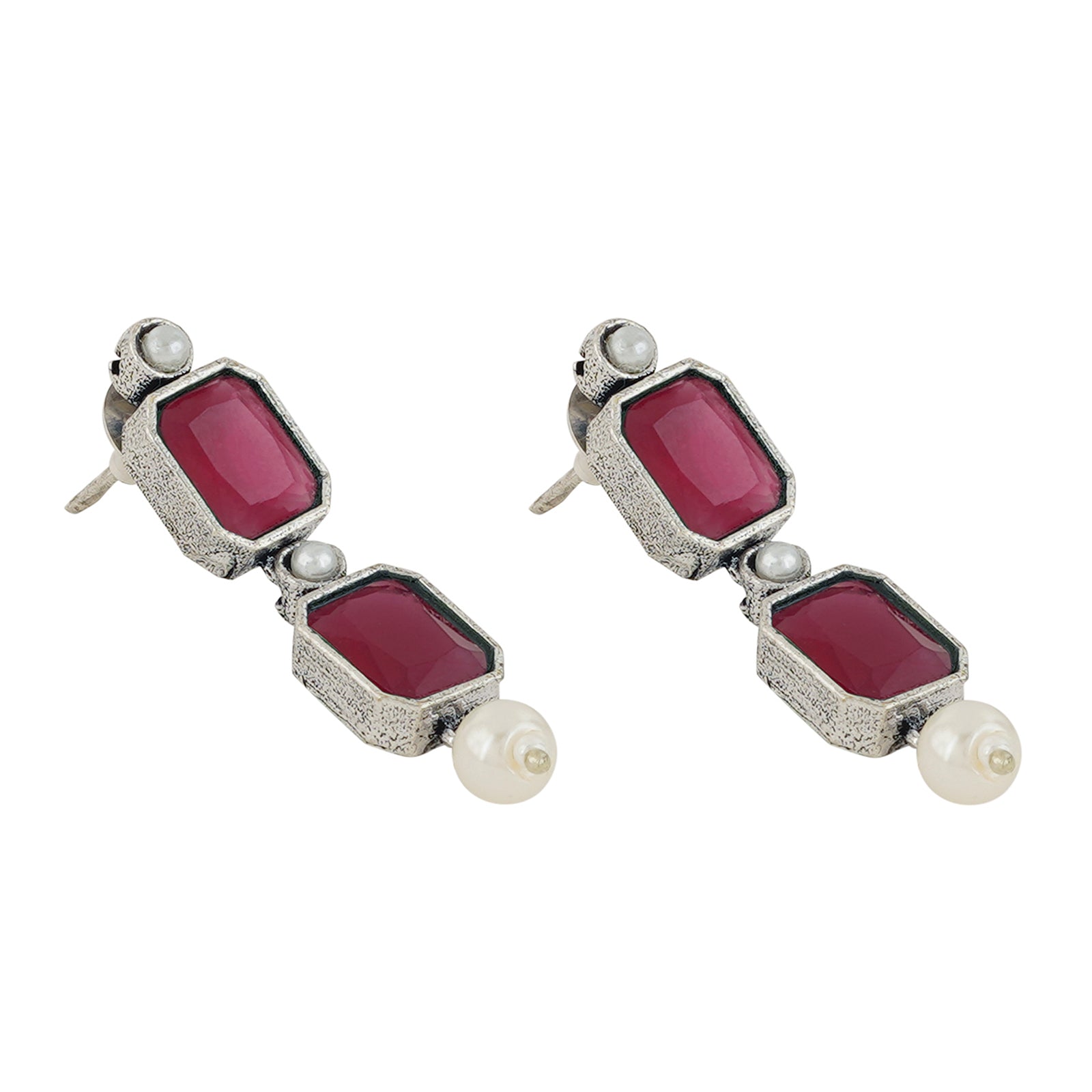 Teejh Silver Noir Red Elegant Set