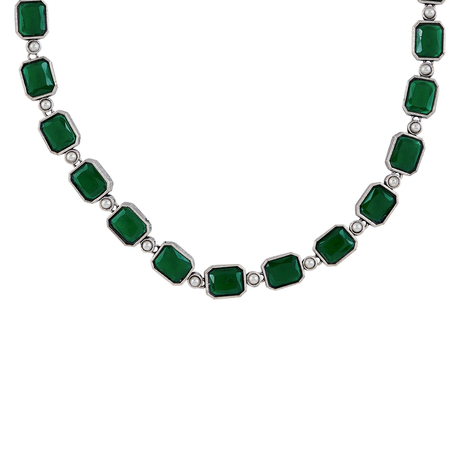 Teejh Silver Noir Green Elegant Set