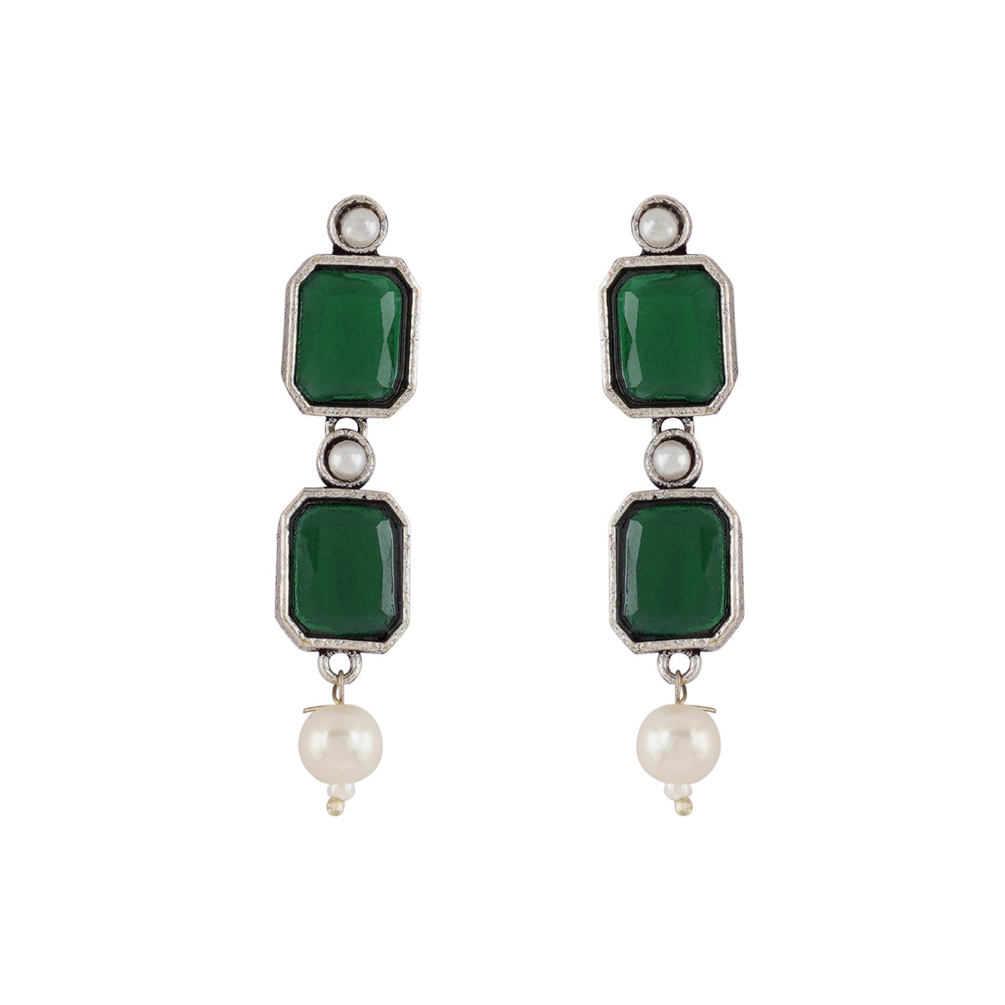 Teejh Silver Noir Green Elegant Set