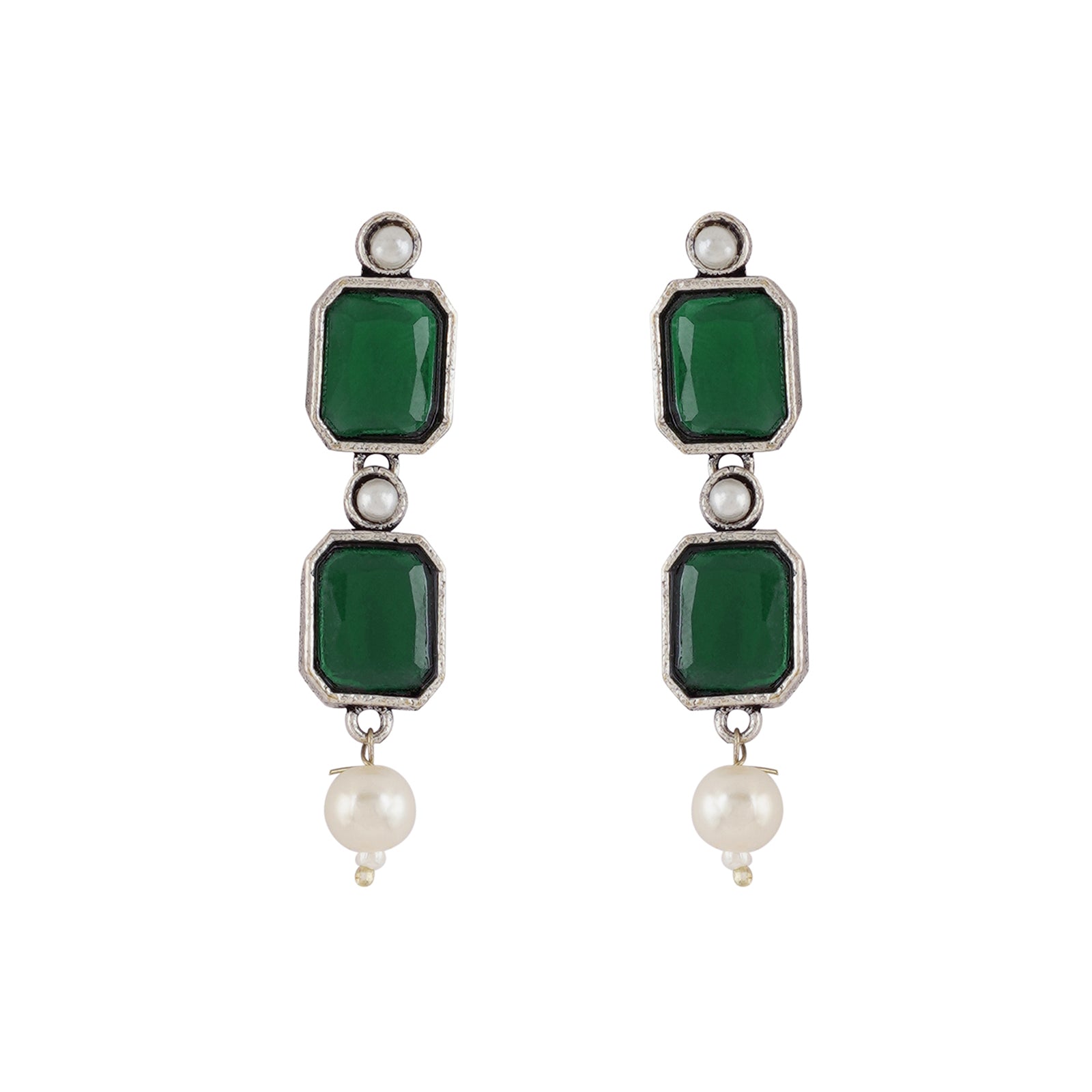 Teejh Silver Noir Green Elegant Set