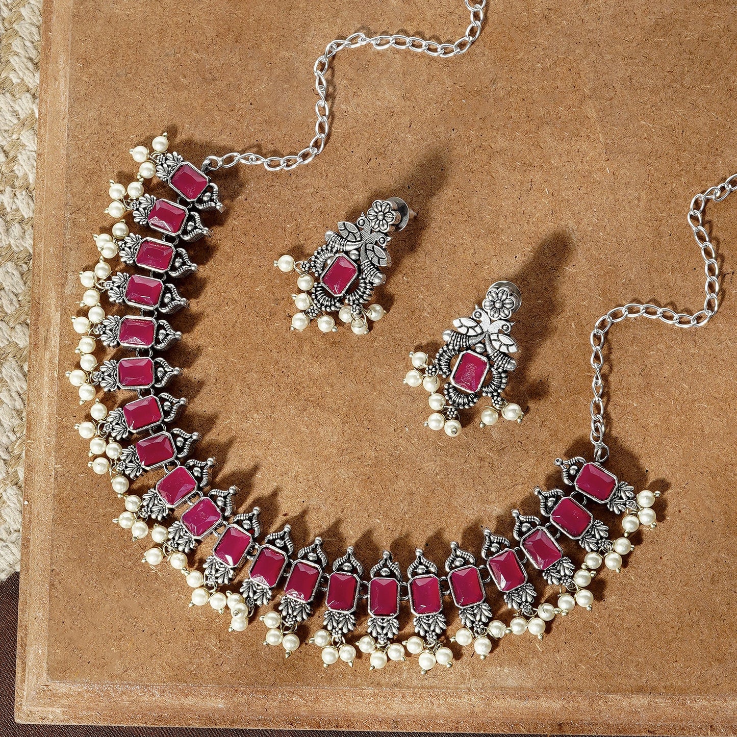 Teejh Silver and Red Serenade Set