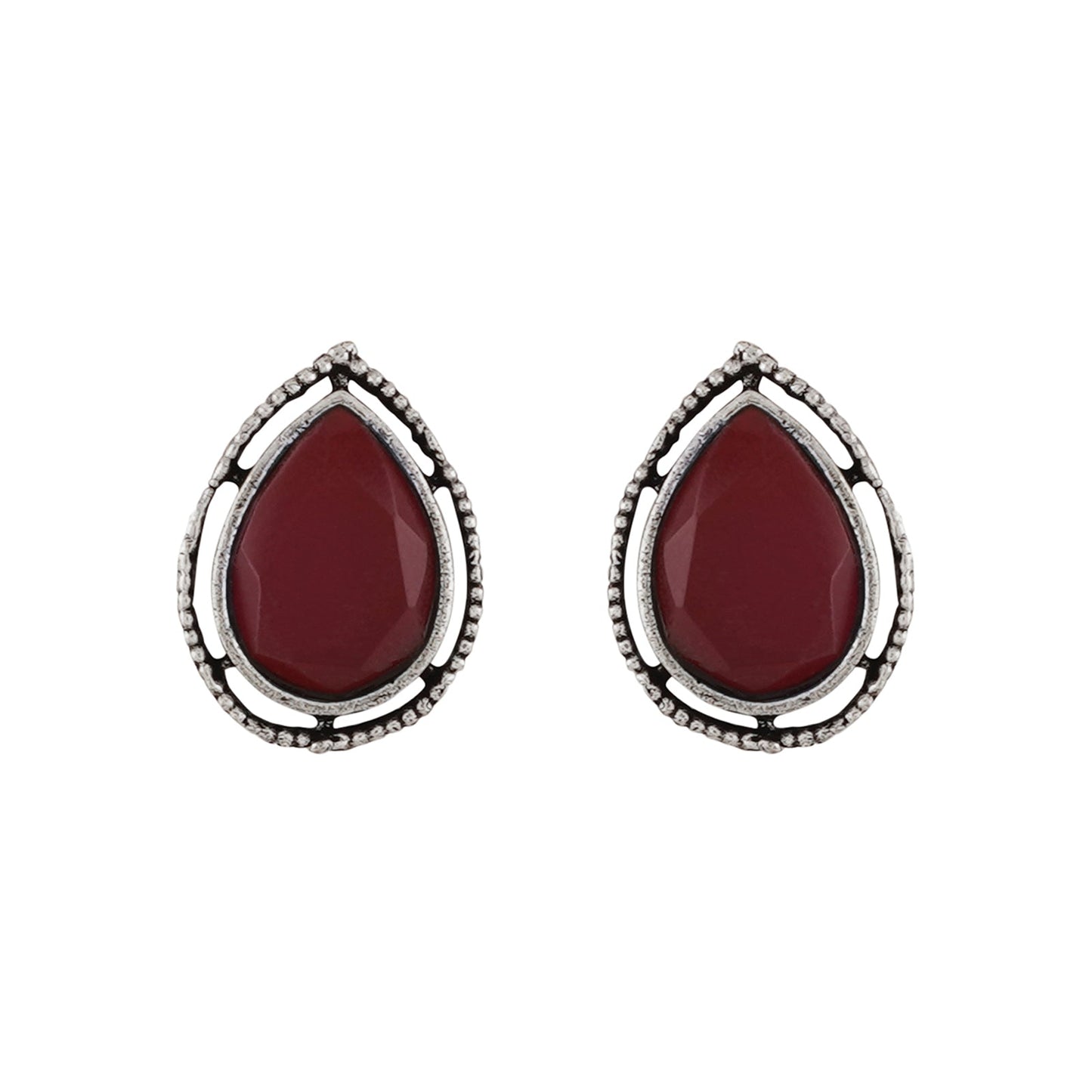 Teejh Silver and Red Medow Necklace Set