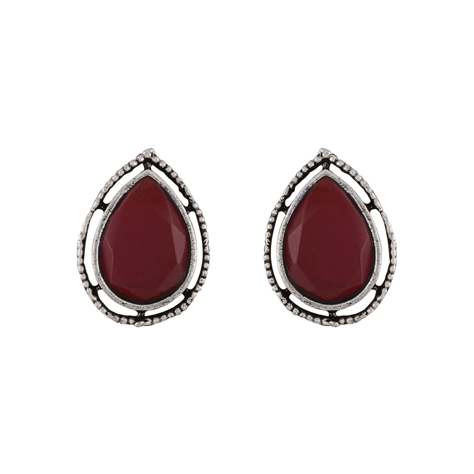 Teejh Silver and Red Medow Necklace Set