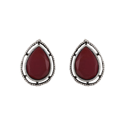 Teejh Silver and Red Medow Necklace Set
