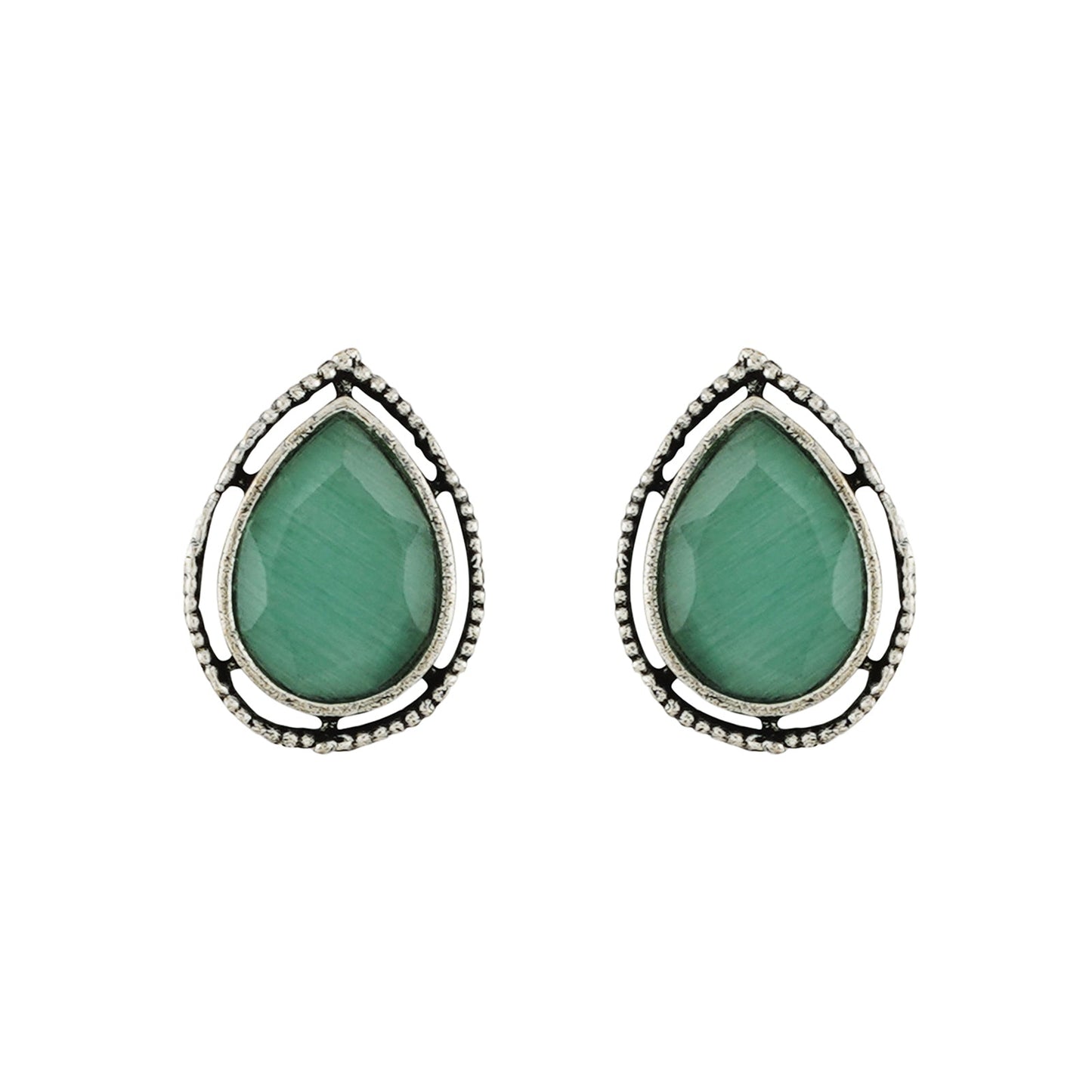 Teejh Silver and Sea Green Medow Necklace Set