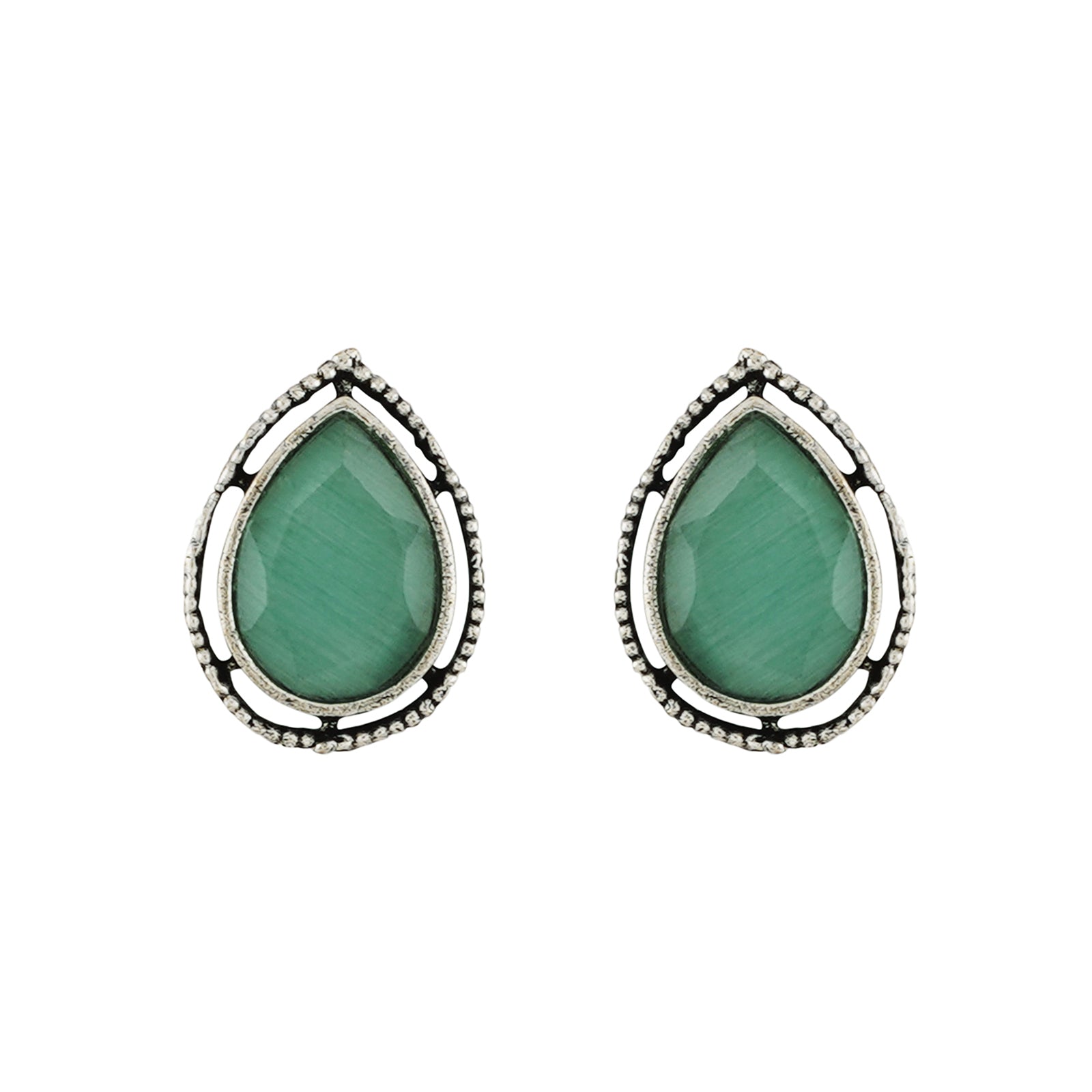 Teejh Silver and Sea Green Medow Necklace Set