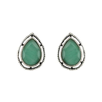 Teejh Silver and Sea Green Medow Necklace Set