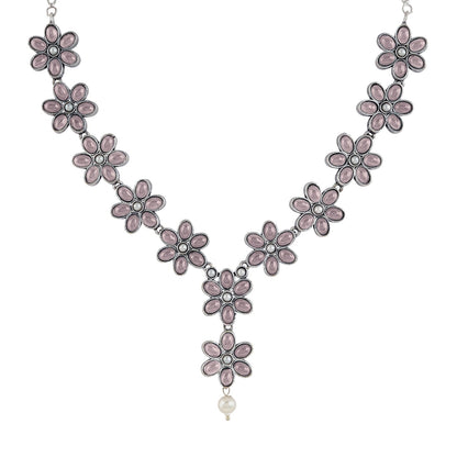 Teejh Silver Pink and Floral Motif Set