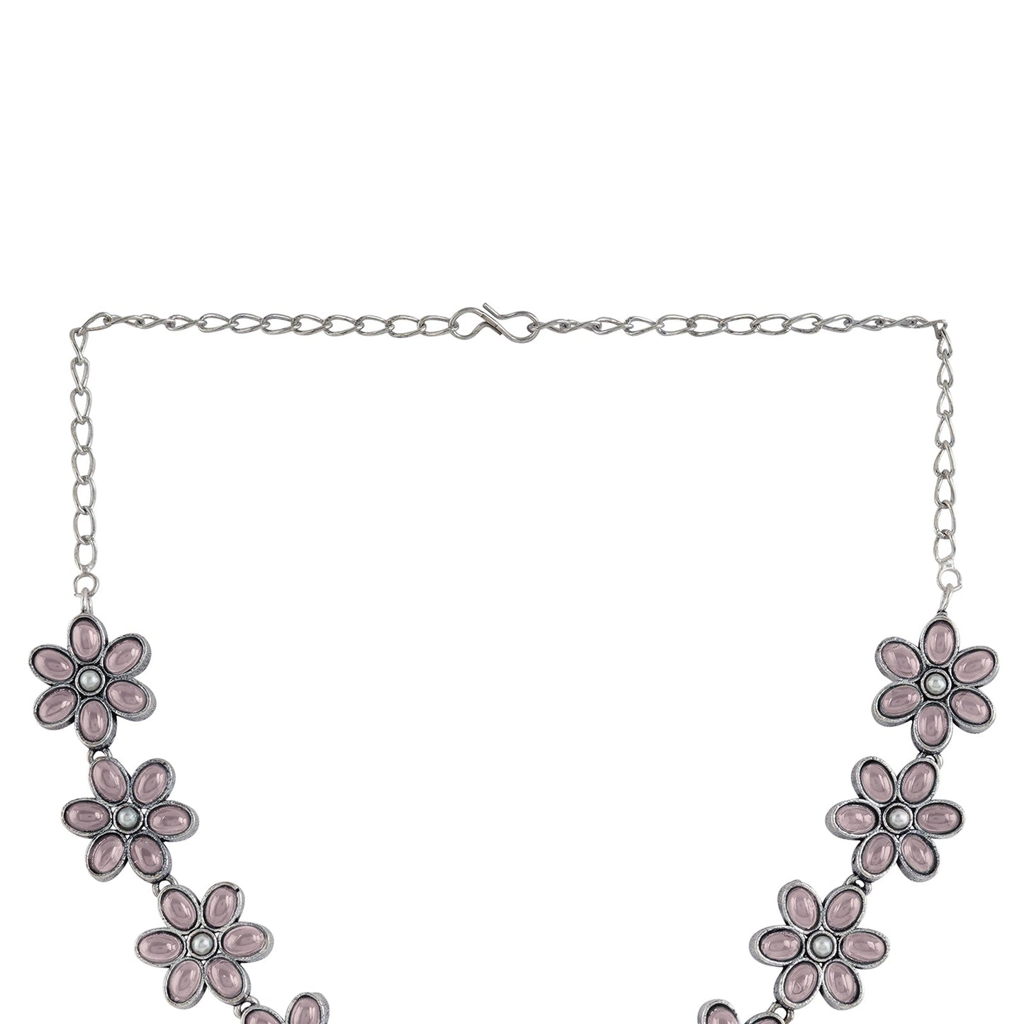 Teejh Silver Pink and Floral Motif Set