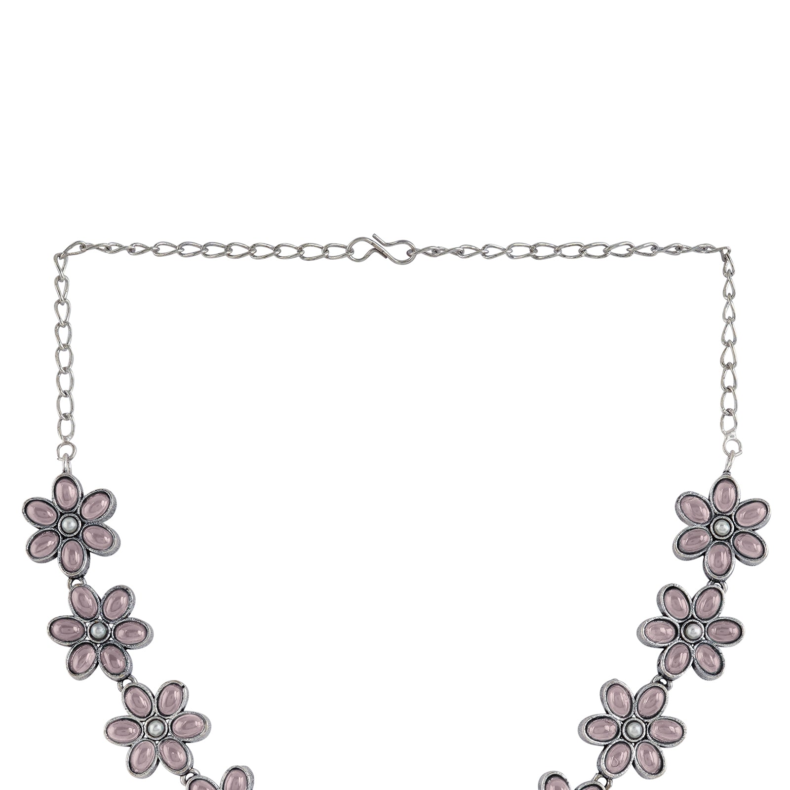 Teejh Silver Pink and Floral Motif Set