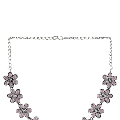 Teejh Silver Pink and Floral Motif Set