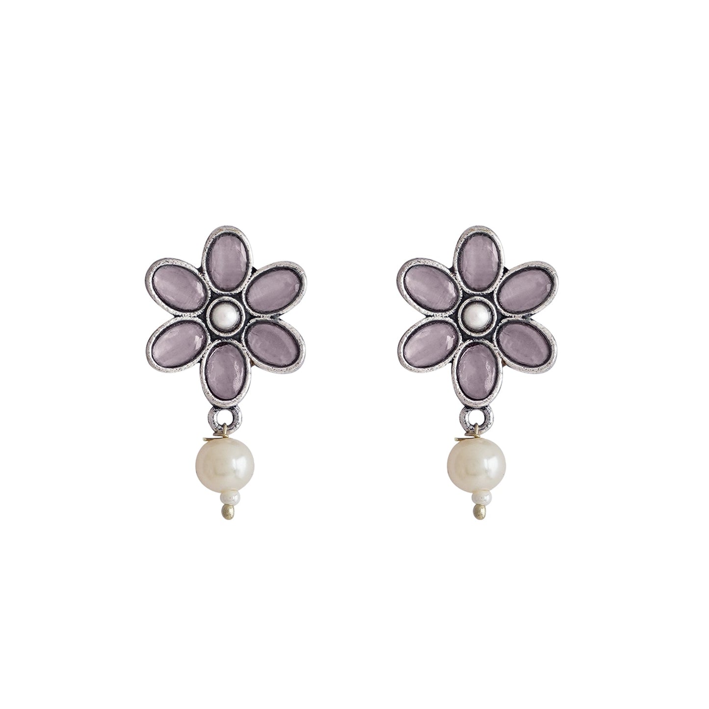 Teejh Silver Pink and Floral Motif Set