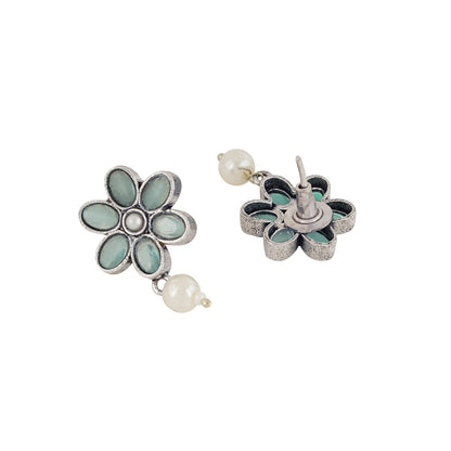Teejh Silver Sea Green and Floral Motif Set