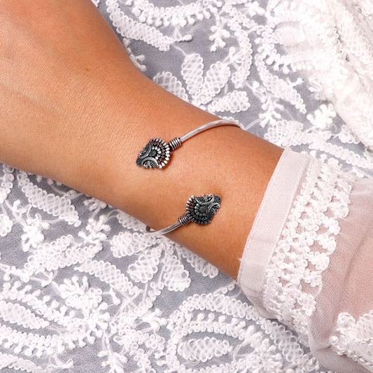 Mrag Silver Oxidized  Bracelet Cuff - Teejh